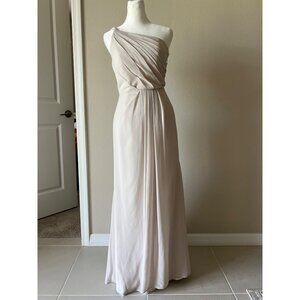 Azazie Womens  one-shoulder floor length chiffon ruched Goddess Dress SMALL